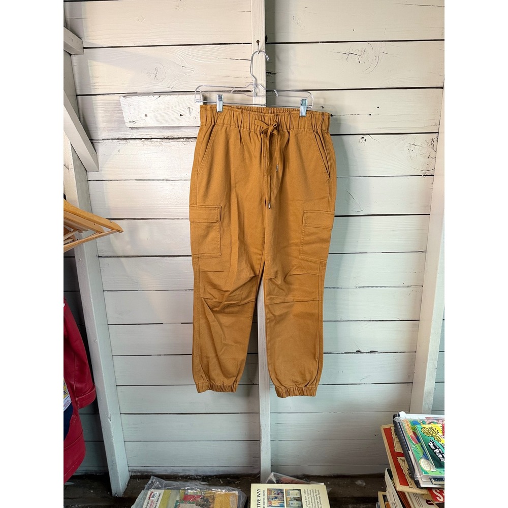 Cabi Utility Joggers Mustard Yellow Cargo Pants Elastic Waist Drawstring Medium